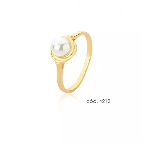 Anel de Pérola Natural em Ouro 18k